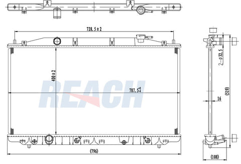 2013 ACURA TSX 2.4 L RADIATOR REA41-13082A