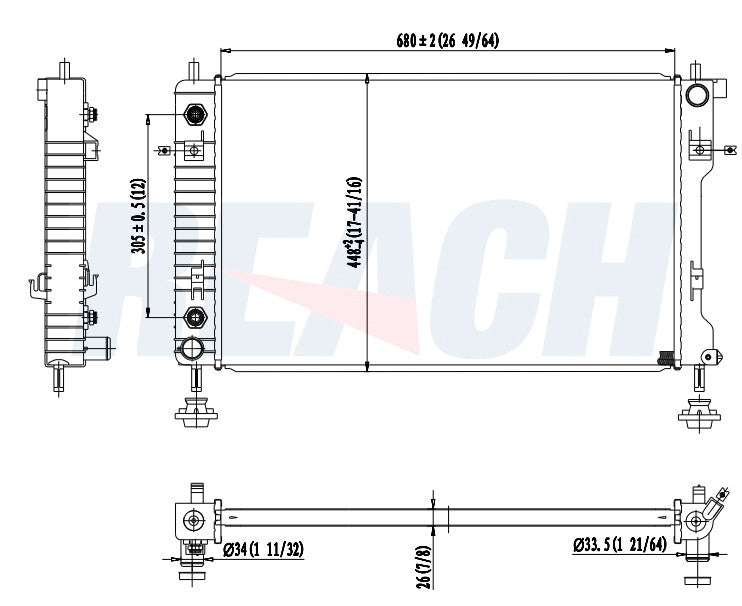 2010 CHEVROLET EQUINOX 3.0 L RADIATOR REA41-13103A