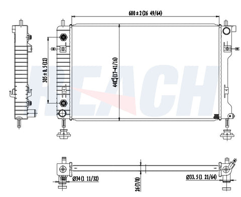 2010 CHEVROLET EQUINOX 3.0 L RADIATOR REA41-13103A