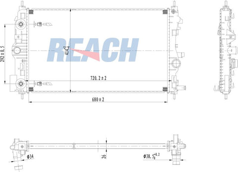 2013 CHEVROLET CRUZE 1.4 L RADIATOR REA41-13199A