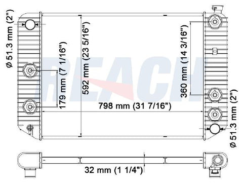 1997 GMC C7500 KODIAK 6.6 L RADIATOR REA41-2487A