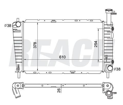 1988 LINCOLN CONTINENTAL 3.8 L RADIATOR REA41-1094A