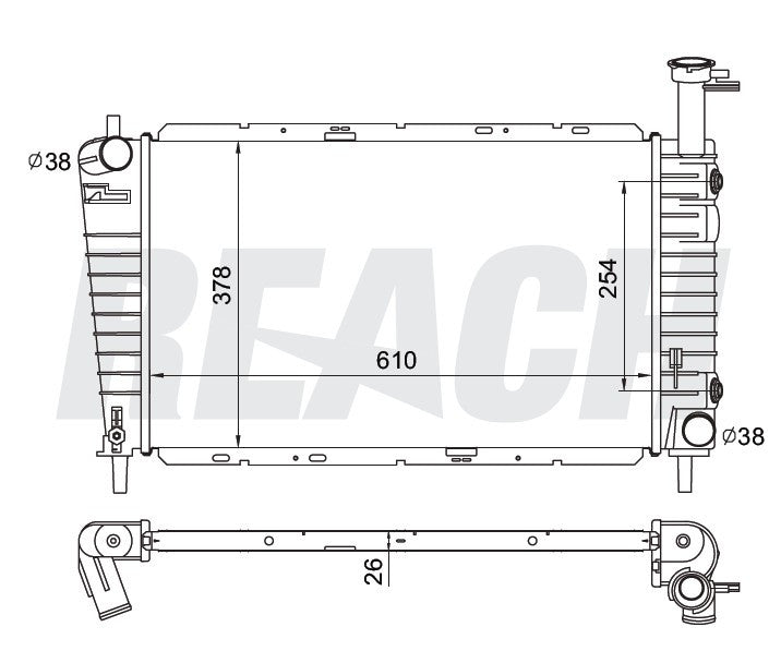 1990 FORD TAURUS 3.8 L RADIATOR REA41-1094A