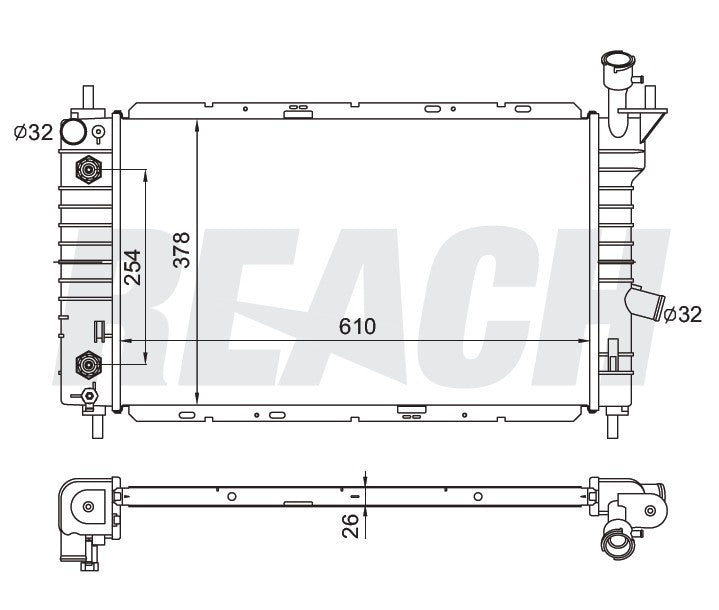1994 FORD TEMPO 2.3 L RADIATOR REA41-1322A