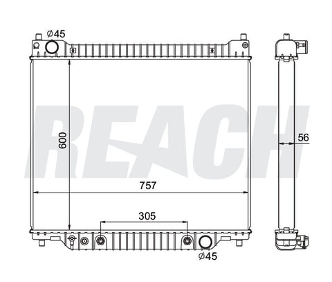 1995 FORD E-350 ECONOLINE 7.3 L RADIATOR REA41-1724A