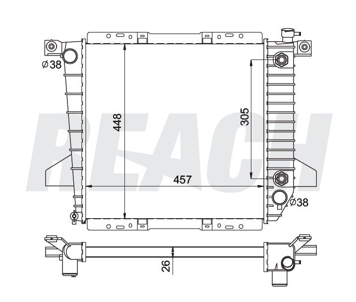 1995 FORD RANGER 2.3 L RADIATOR REA41-1726A