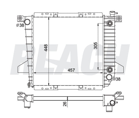 1996 FORD RANGER 2.3 L RADIATOR REA41-1726A