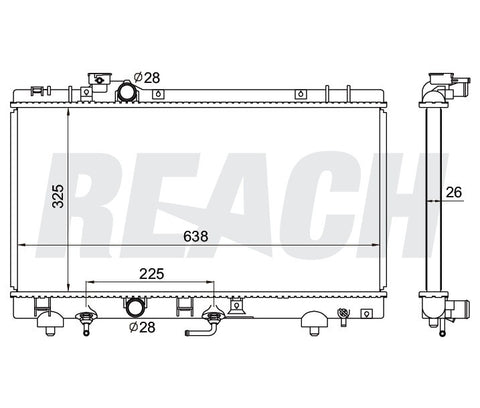 1996 TOYOTA PASEO 1.5 L RADIATOR REA41-1750A