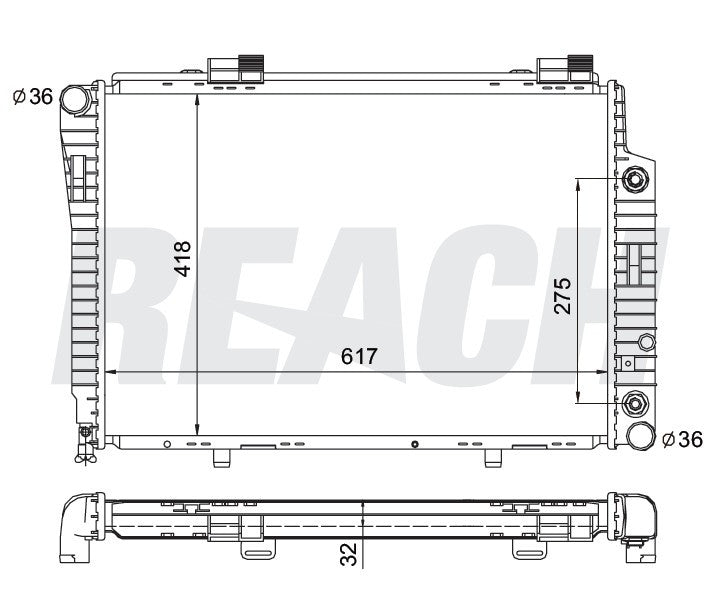 1994 MERCEDES-BENZ C220 2.2 L RADIATOR REA41-1844A