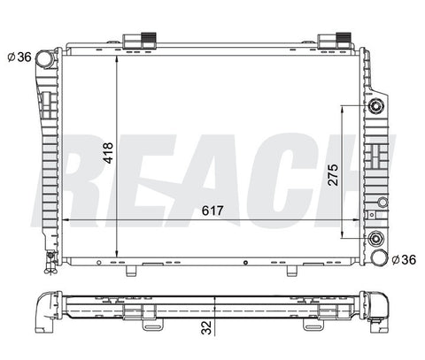 1997 MERCEDES-BENZ C280 2.8 L RADIATOR REA41-1844A