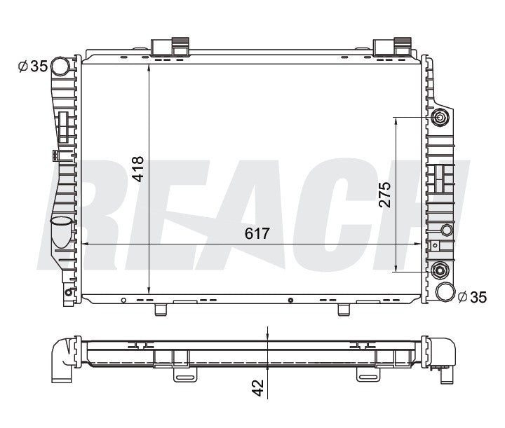 1994 MERCEDES-BENZ C280 2.8 L RADIATOR REA41-1845A