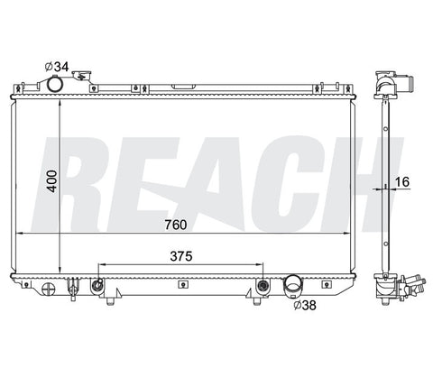1997 LEXUS GS300 3.0 L RADIATOR REA41-1854A