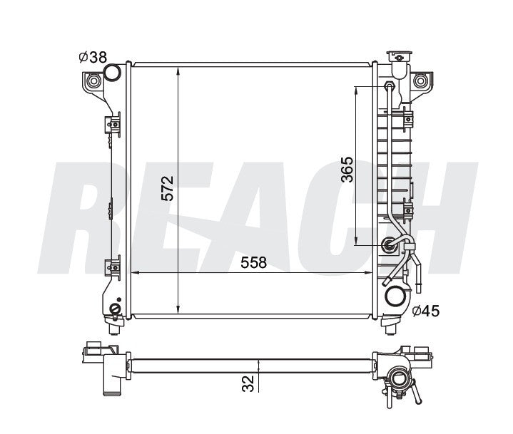 1998 DODGE DAKOTA 5.2 L RADIATOR REA41-1905A