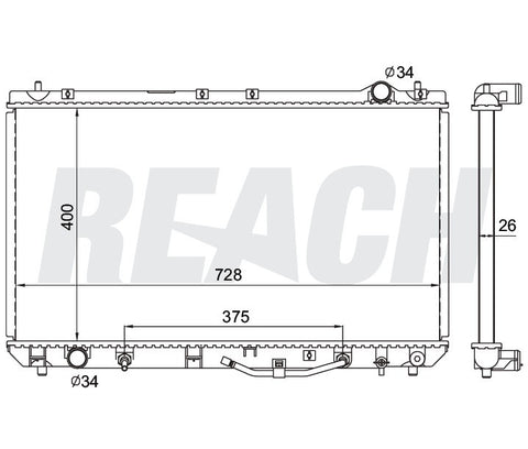 1999 TOYOTA CAMRY 3.0 L RADIATOR REA41-1910A