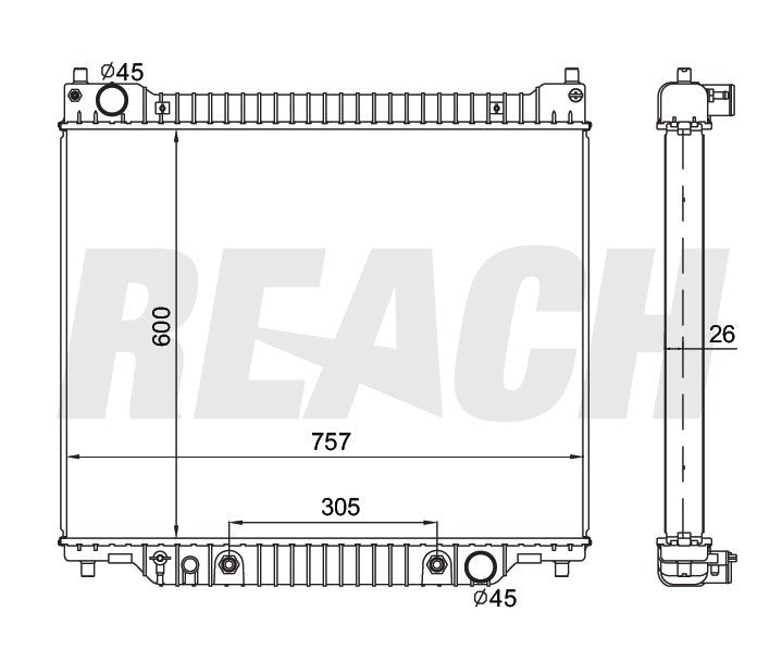 1997 FORD E-150 ECONOLINE CLUB WAGON 4.6 L RADIATOR REA41-1994A