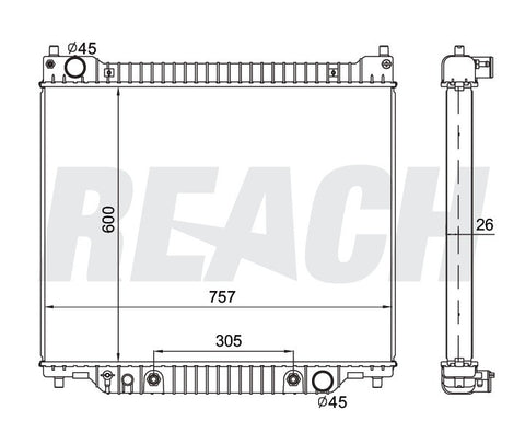 1997 FORD E-150 ECONOLINE 4.2 L RADIATOR REA41-1994A