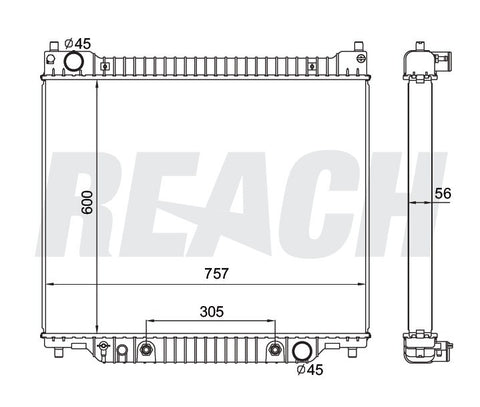 2001 FORD E-450 ECONOLINE SUPER DUTY 6.8 L RADIATOR REA41-1995A
