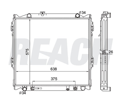 1999 TOYOTA 4RUNNER 3.4 L RADIATOR REA41-1998A