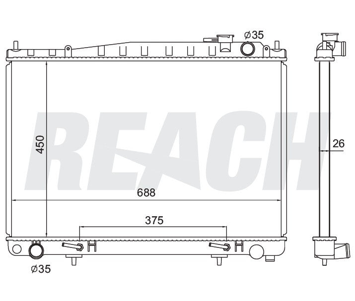 1997 INFINITI Q45 4.1 L RADIATOR REA41-2054A