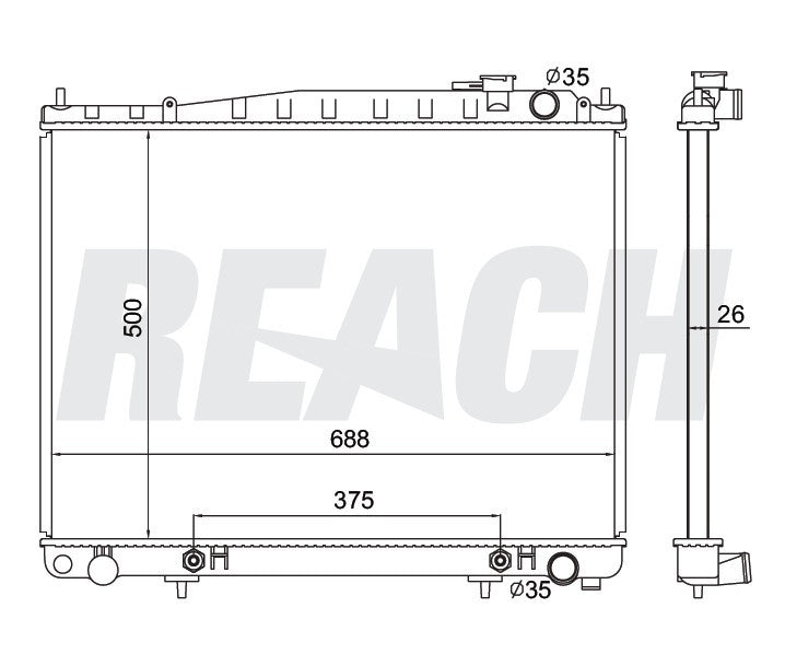 1997 INFINITI QX4 3.3 L RADIATOR REA41-2075A