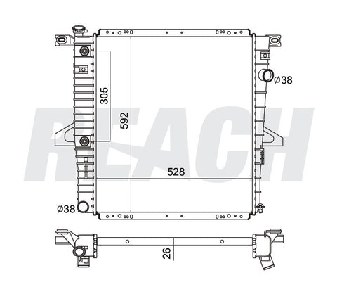 2000 FORD EXPLORER 4.0 L RADIATOR REA41-2173A