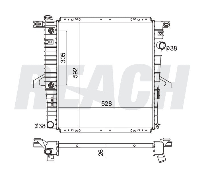 1998 MAZDA B4000 4.0 L RADIATOR REA41-2173A