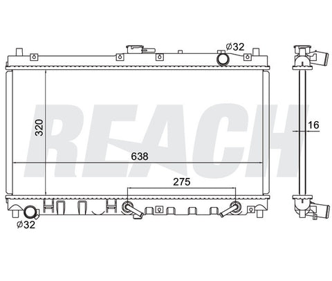 2004 MAZDA MIATA 1.8 L RADIATOR REA41-2268A