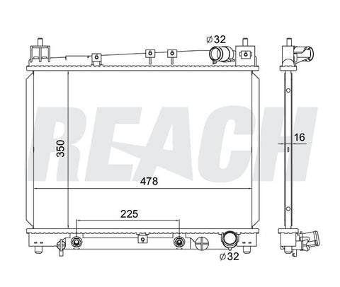 2001 TOYOTA ECHO 1.5 L RADIATOR REA41-2305A