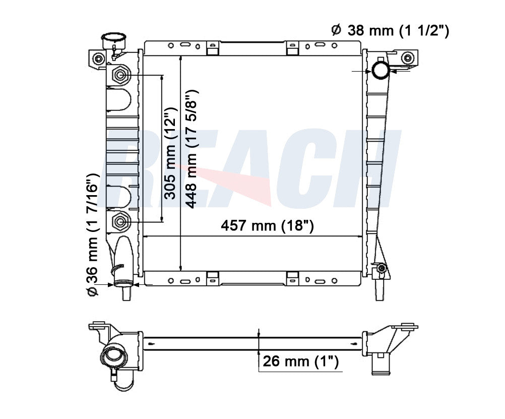 1987 FORD RANGER 2.9 L RADIATOR REA41-1061A