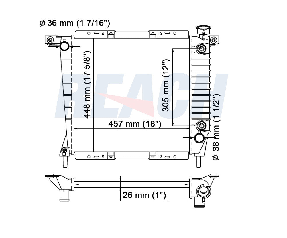 1992 FORD RANGER 2.3 L RADIATOR REA41-1062A