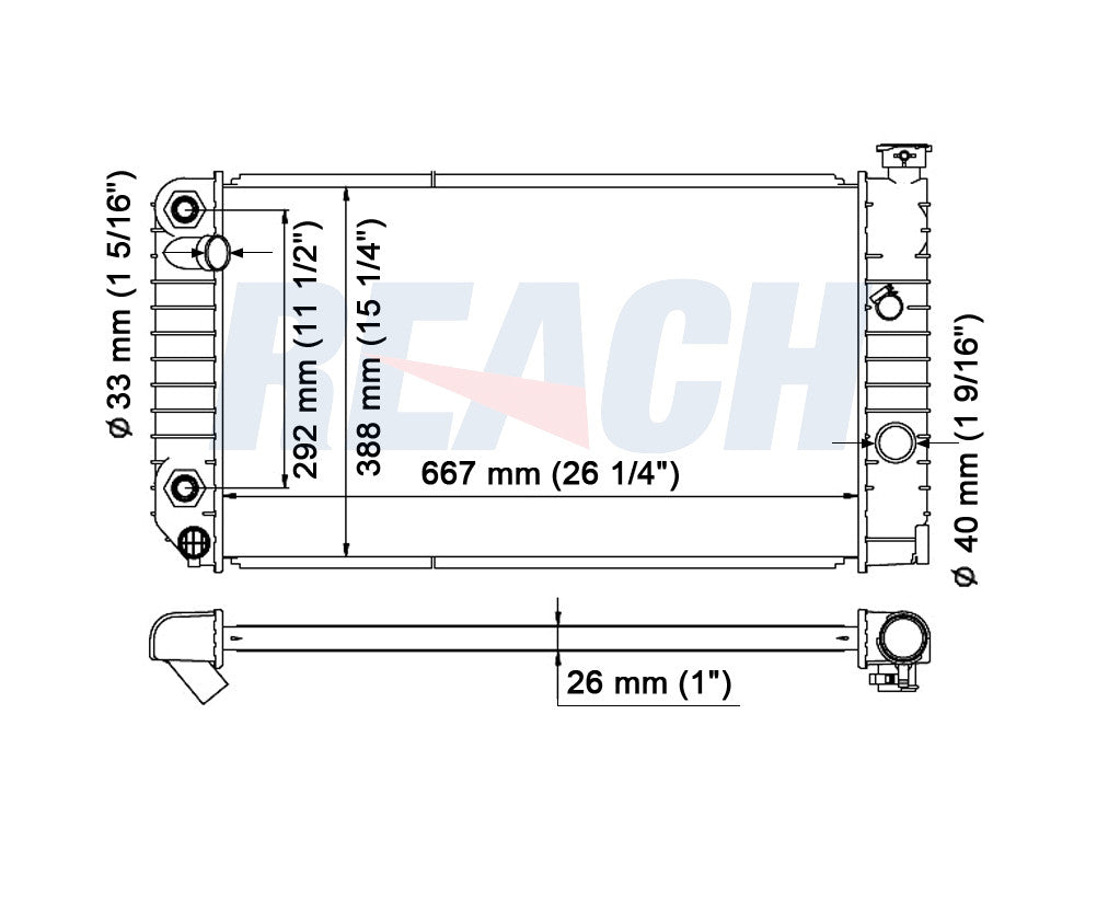 1990 CHEVROLET S10 4.3 L RADIATOR REA41-1065A