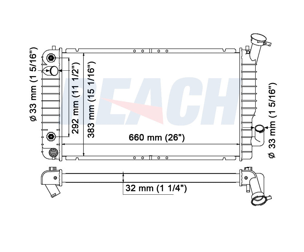 1990 CHEVROLET BERETTA 2.2 L RADIATOR REA41-1074A