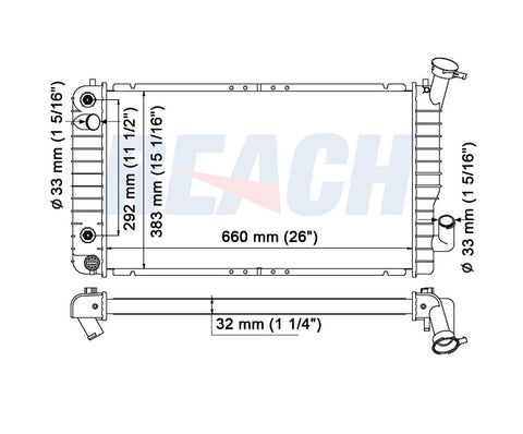 1990 CHEVROLET BERETTA 2.2 L RADIATOR REA41-1074A