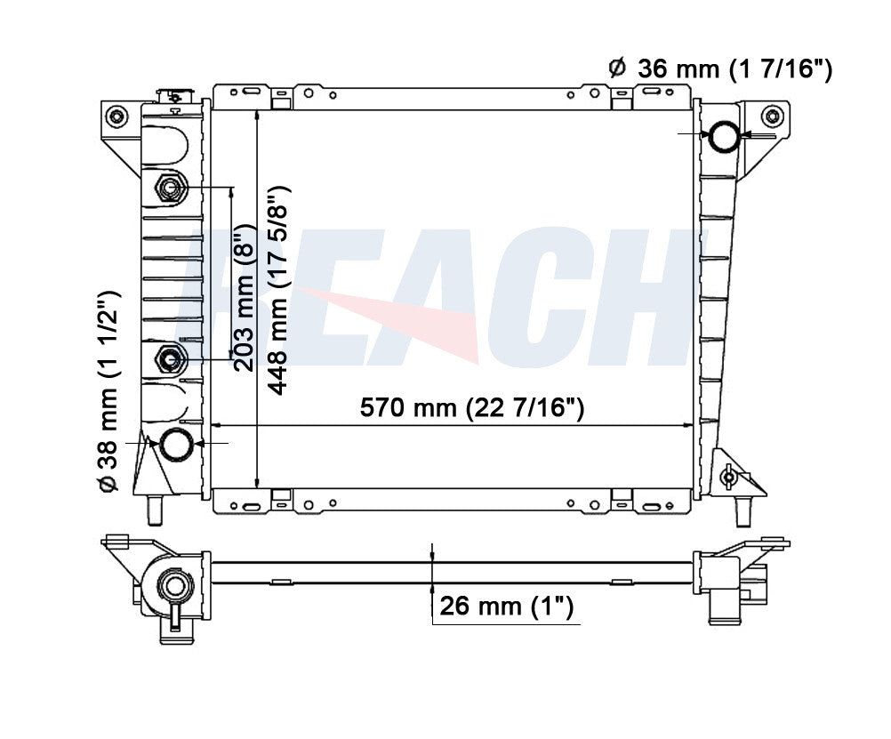 1992 FORD THUNDERBIRD 3.8 L RADIATOR REA41-1095A