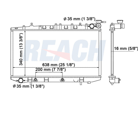 1991 INFINITI G20 2.0 L RADIATOR REA41-1158A