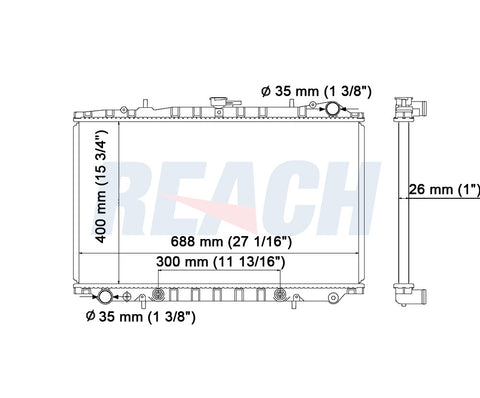 1992 NISSAN 300ZX 3.0 L RADIATOR REA41-1242A
