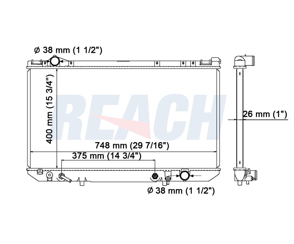 1990 LEXUS LS400 4.0 L RADIATOR REA41-1304A
