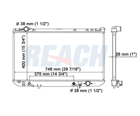 1993 LEXUS LS400 4.0 L RADIATOR REA41-1304A