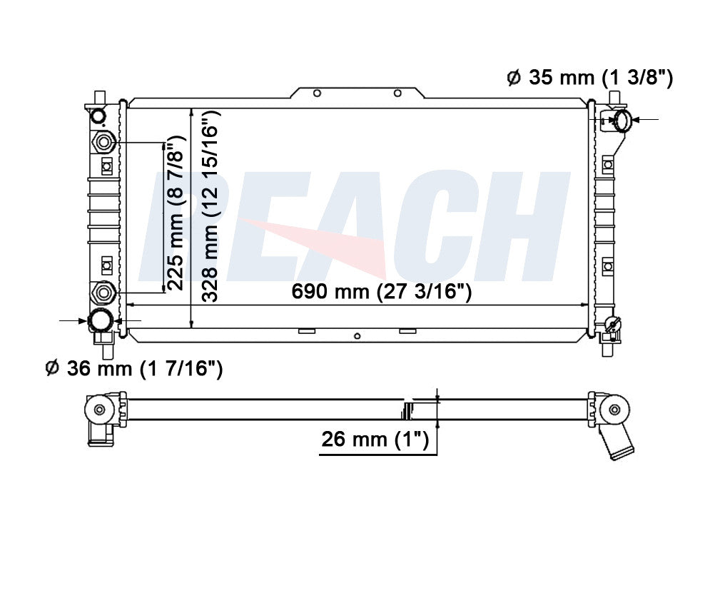 1995 MAZDA MX-6 2.5 L RADIATOR REA41-1326A