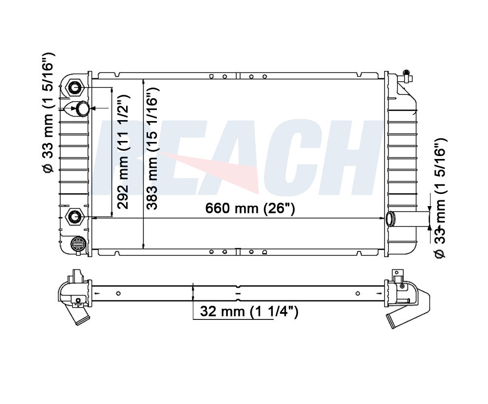 1992 CHEVROLET BERETTA 2.2 L RADIATOR REA41-1344A