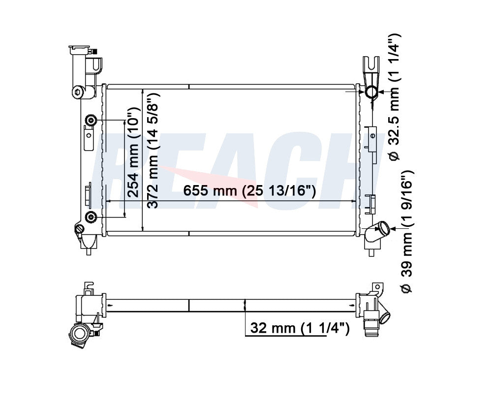 1993 PLYMOUTH VOYAGER 3.3 L RADIATOR REA41-1400A