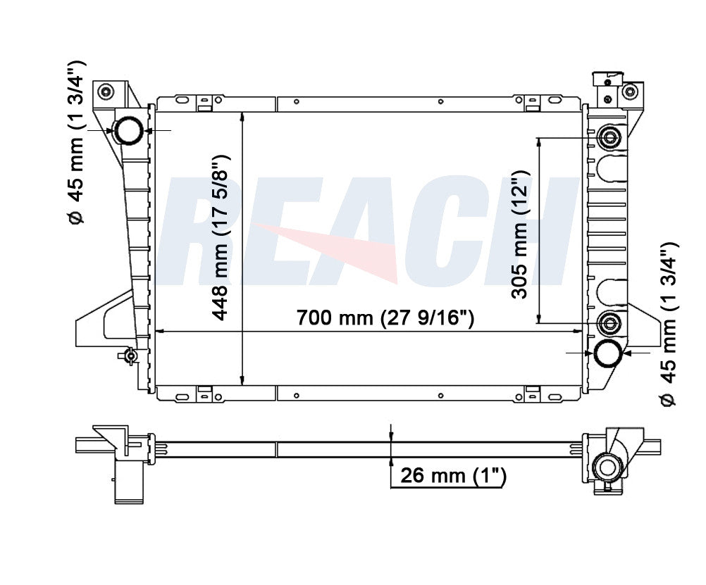 1990 FORD F-150 4.9 L RADIATOR REA41-1452A