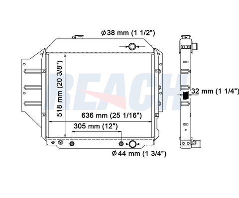 1992 FORD E-350 ECONOLINE 4.9 L RADIATOR REA41-1455A