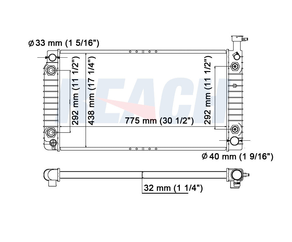 1992 GMC G2500 5.0 L RADIATOR REA41-1489A