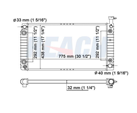1992 CHEVROLET G10 4.3 L RADIATOR REA41-1489A