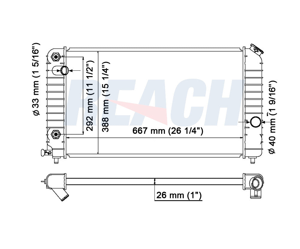 1995 CHEVROLET S10 4.3 L RADIATOR REA41-1532A