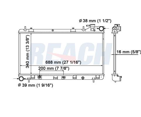 1993 SUBARU IMPREZA 1.8 L RADIATOR REA41-1574A