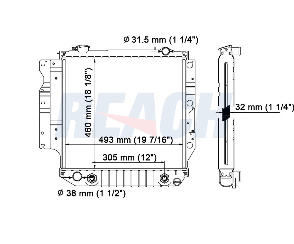 1987 JEEP WRANGLER 2.5 L RADIATOR REA41-1682A