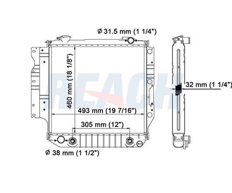 1994 JEEP WRANGLER 2.5 L RADIATOR REA41-1682A