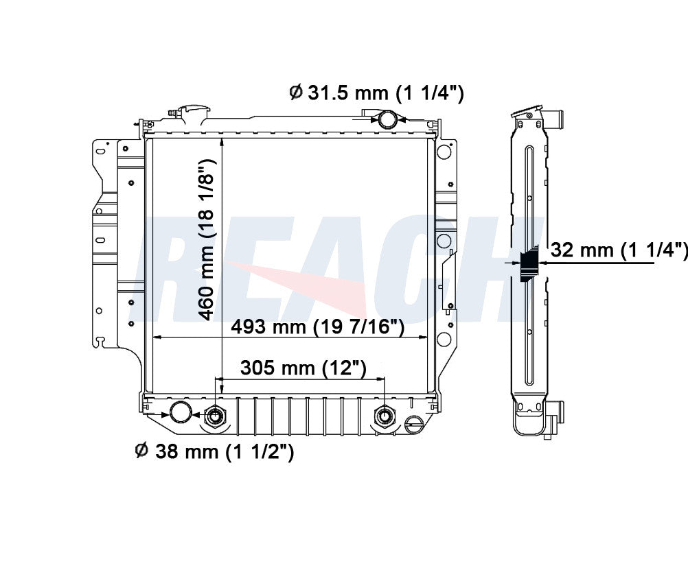 1994 JEEP WRANGLER 4.0 L RADIATOR REA41-1682A